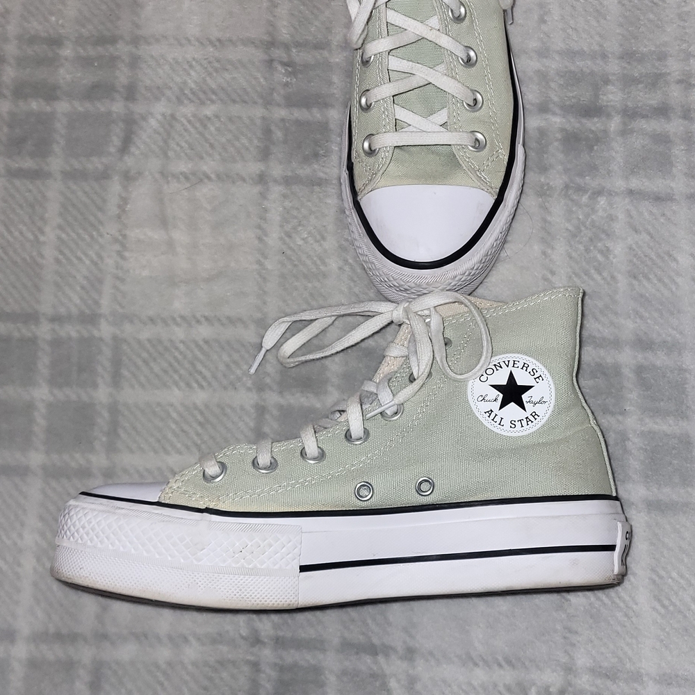 Converse Women's High-Top Platform Sneakers - Light Green Sz 6 - Picture 4 of 12